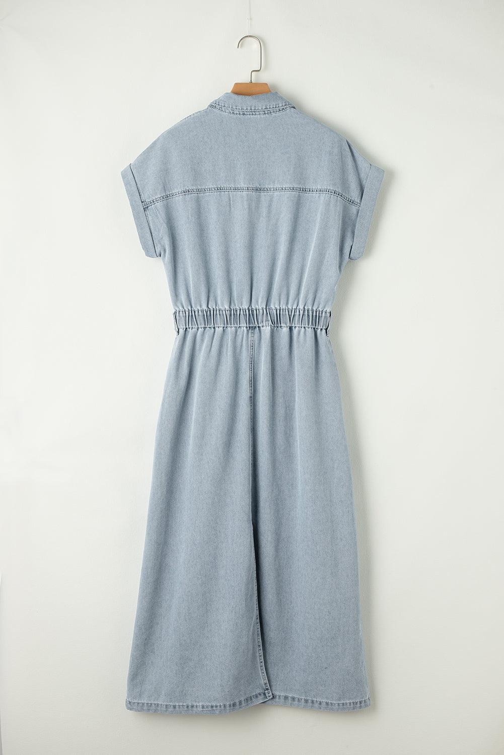 Caroline® | Robe en Jean Élégante avec Manches Courtes Chauve-Souris