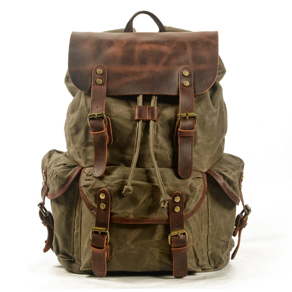 James - Sac à dos en toile et cuir vintage