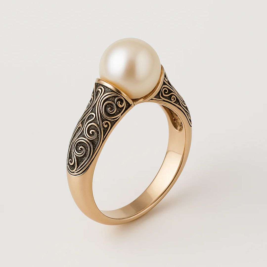 Bague en or vintage avec perle