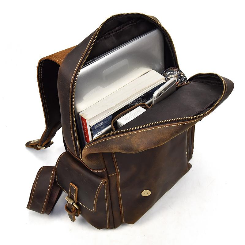 Nathan - Sac à dos en cuir résistant à l'eau