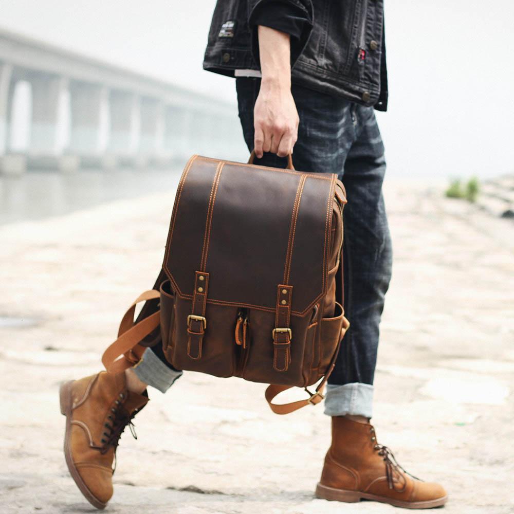 Robert - Sac à dos de voyage en cuir rétro