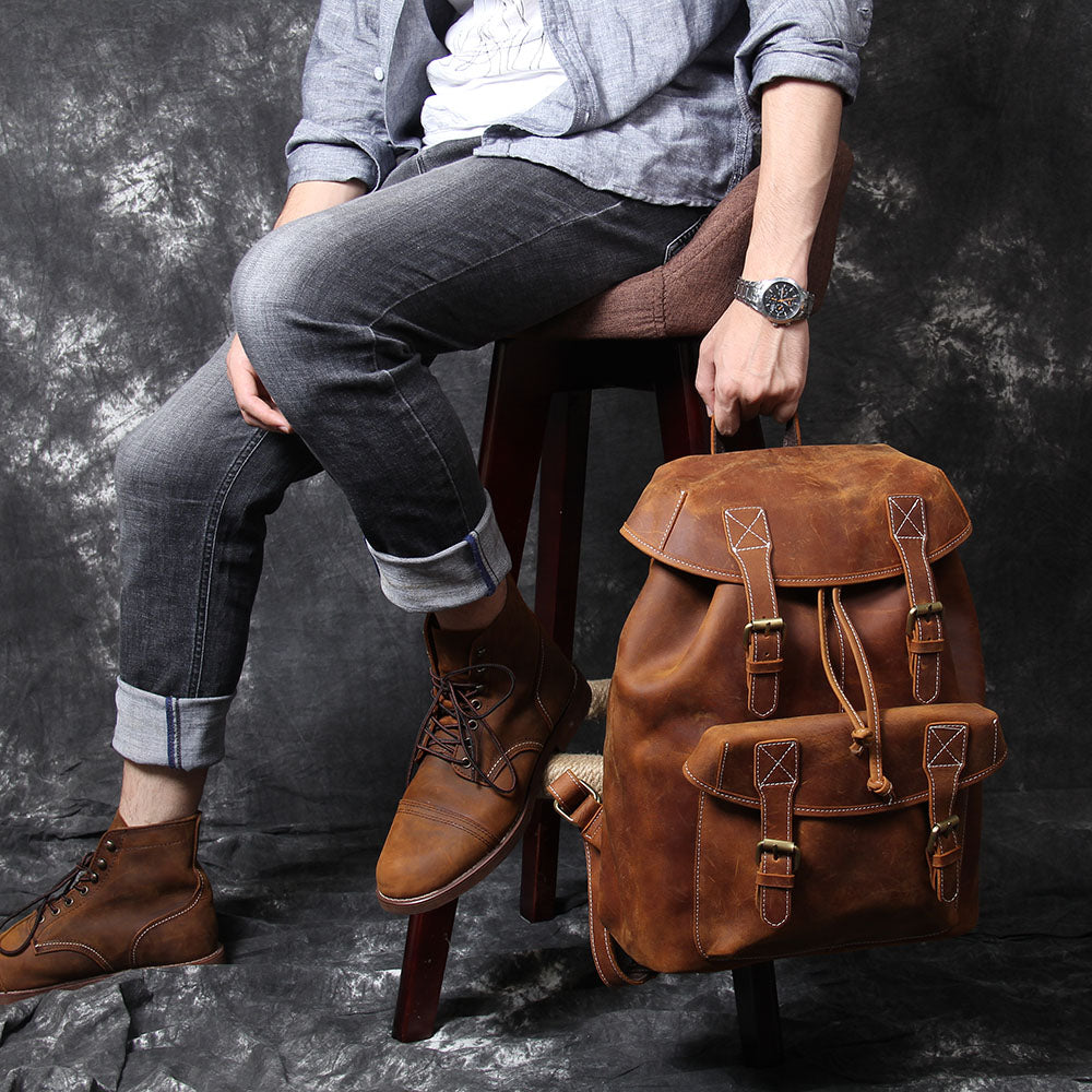 Jeffrey - Sac à dos en cuir classique et durable