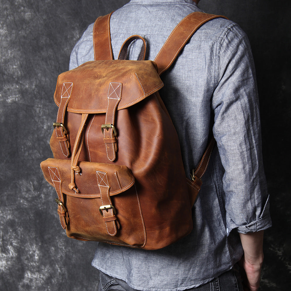 Jeffrey - Sac à dos en cuir classique et durable