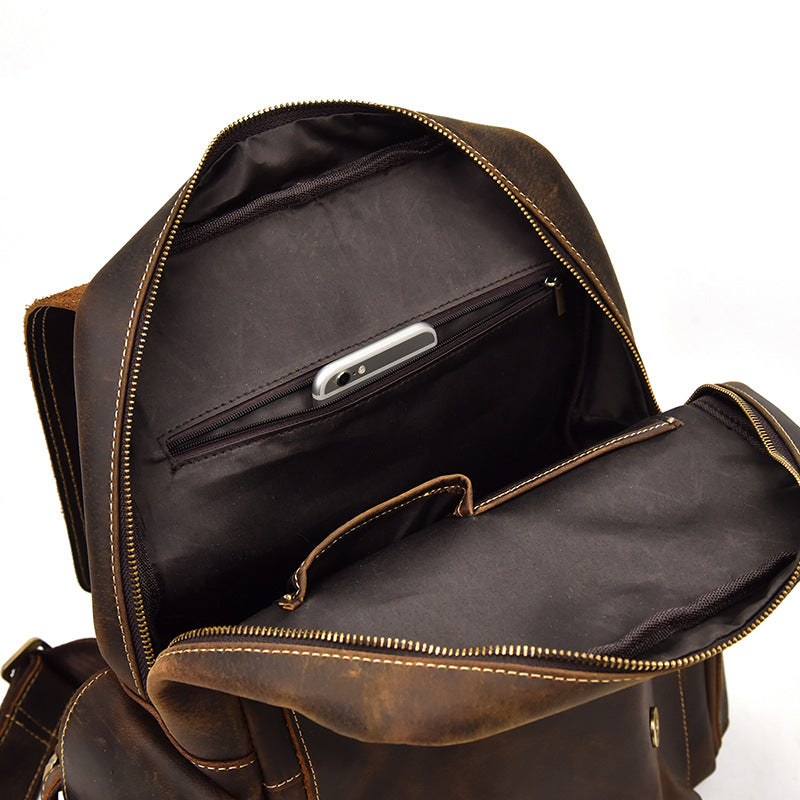 Nathan - Sac à dos en cuir résistant à l'eau