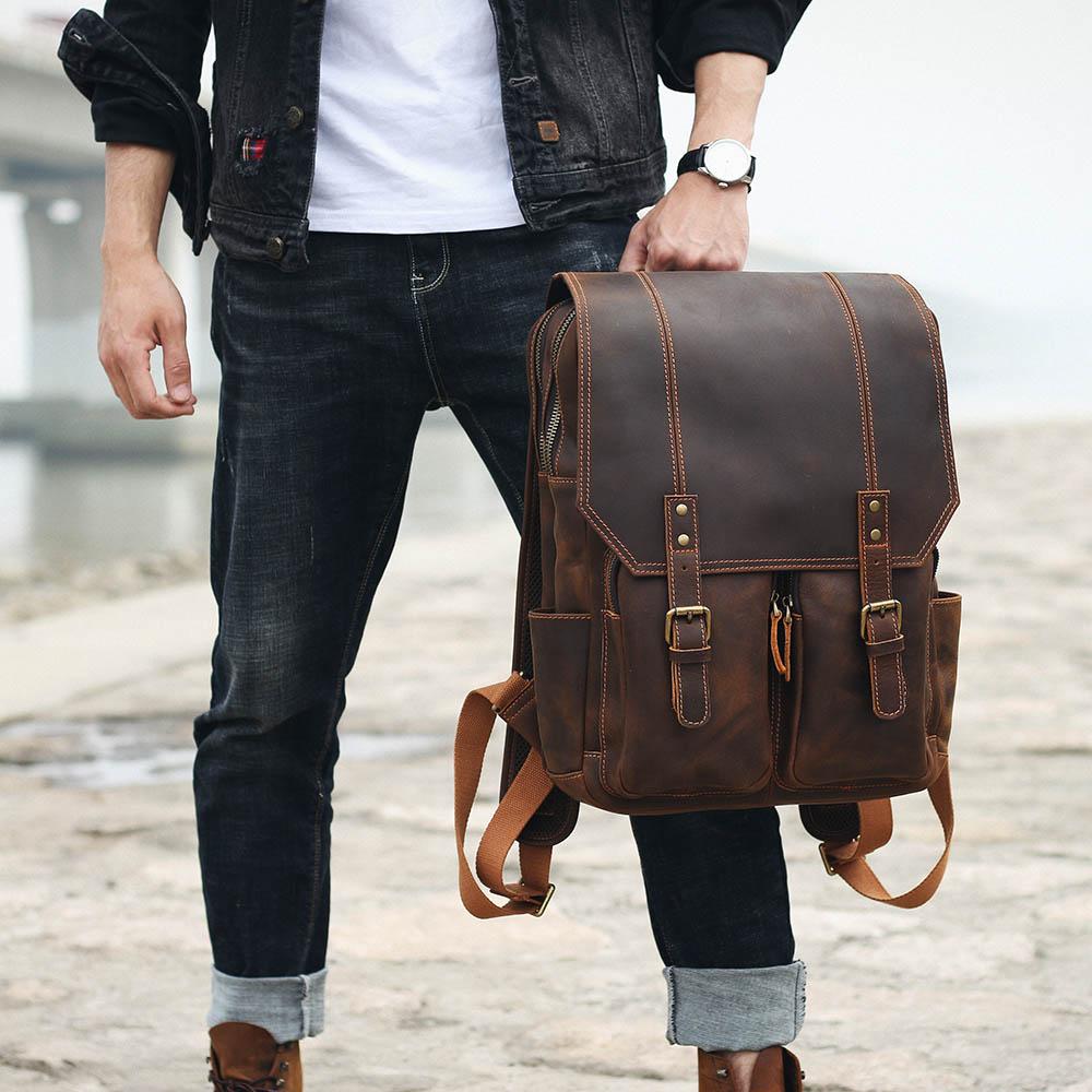 Robert - Sac à dos de voyage en cuir rétro