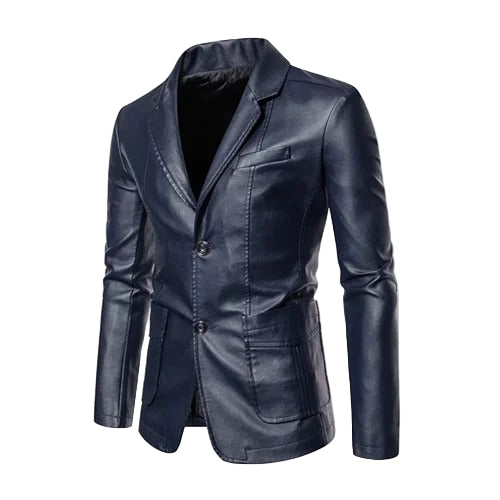 Julien | Blazer Élégant en Similicuir Noir pour Homme