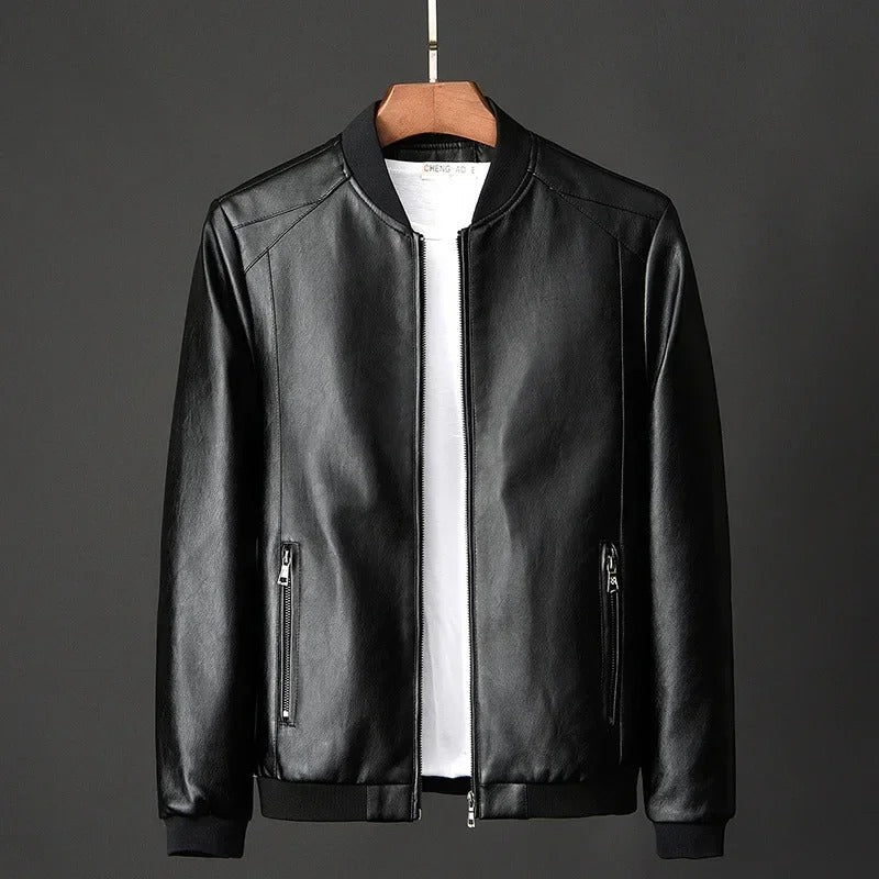 Léo | Blouson Bomber en Similicuir Noir pour Homme