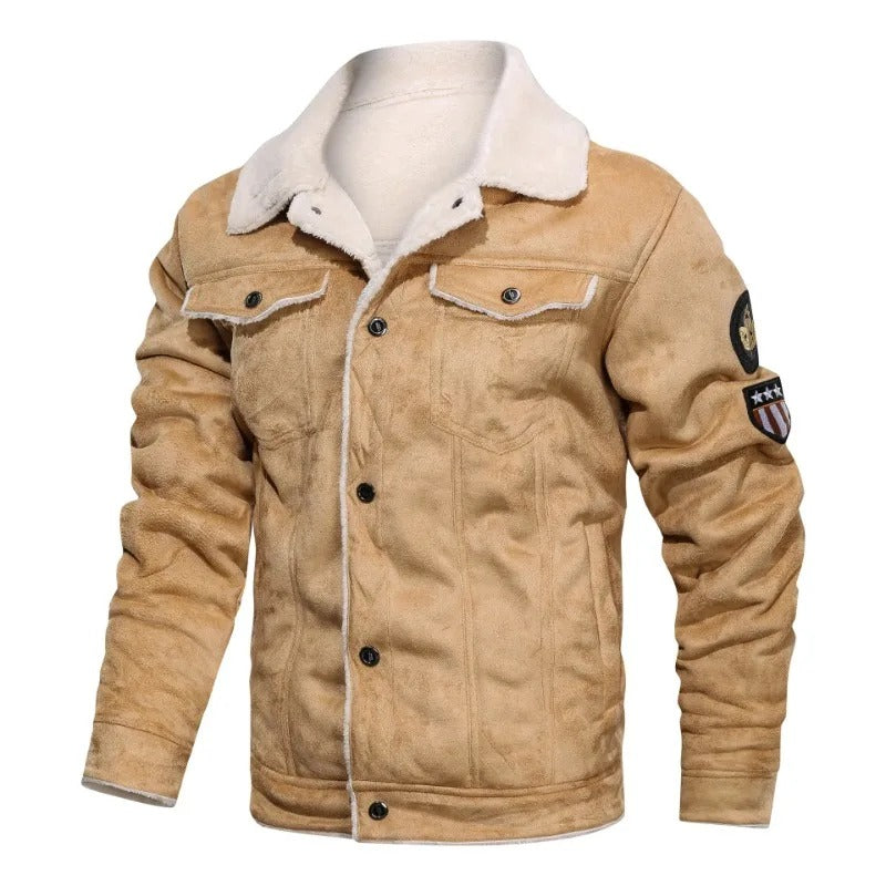 Veste en Cuir Élégante en Fleece Chaud