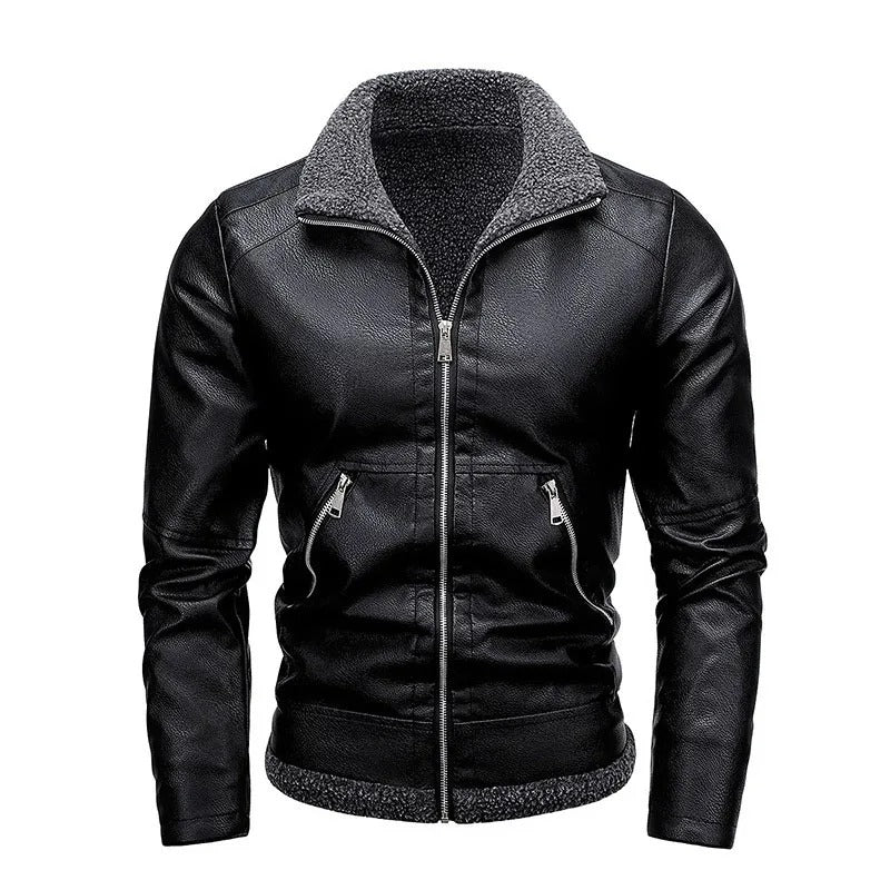 Veste en Cuir Éléguante en Fleece