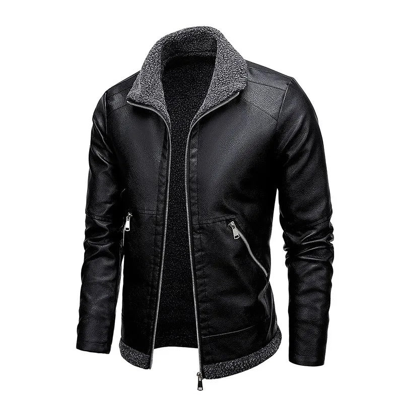 Veste en Cuir Éléguante en Fleece