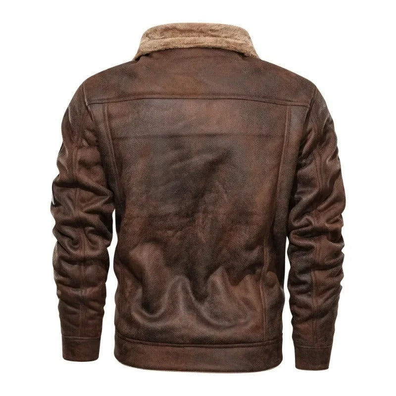Veste en Cuir Élégante en Fleece Chaud