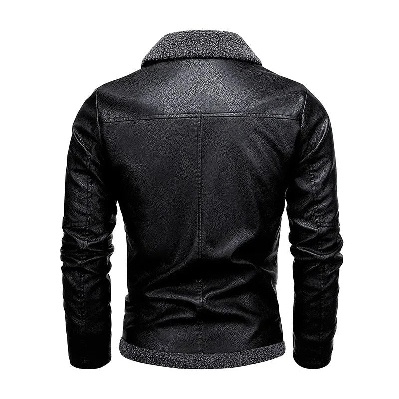 Veste en Cuir Éléguante en Fleece