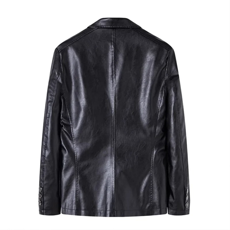 Julien | Blazer Élégant en Similicuir Noir pour Homme