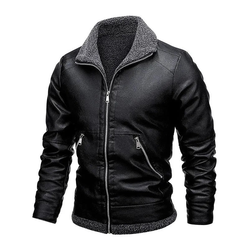 Veste en Cuir Éléguante en Fleece