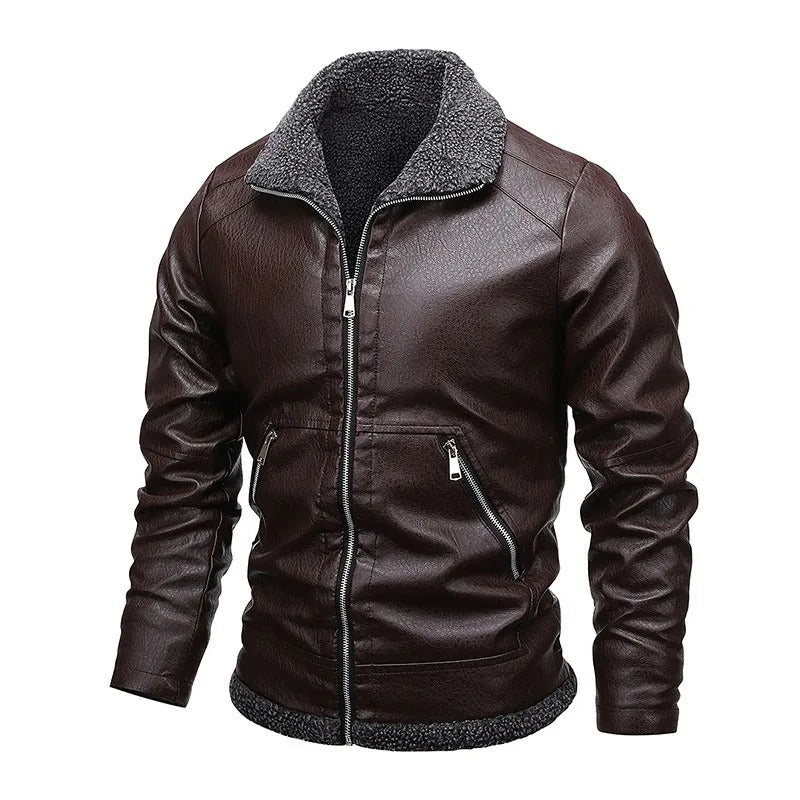Veste en Cuir Éléguante en Fleece