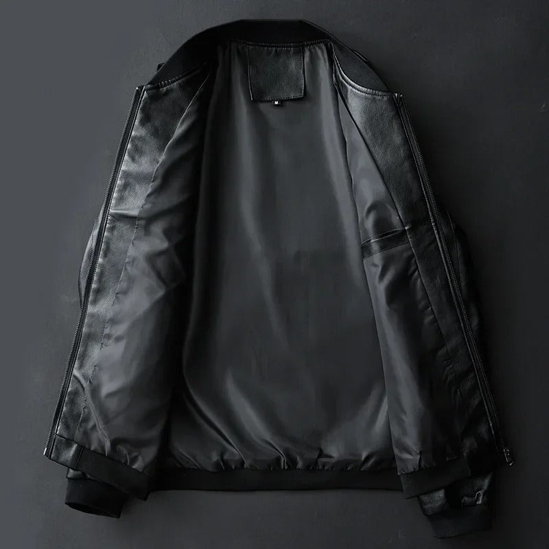 Léo | Blouson Bomber en Similicuir Noir pour Homme