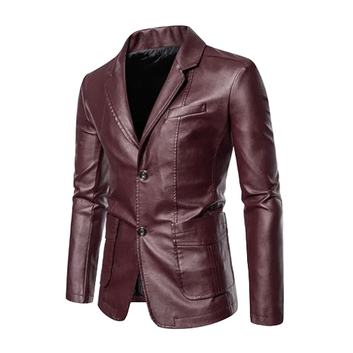 Julien | Blazer Élégant en Similicuir Noir pour Homme