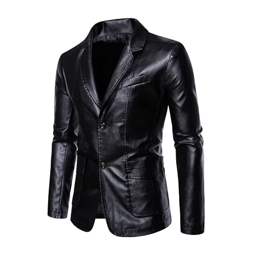 Julien | Blazer Élégant en Similicuir Noir pour Homme