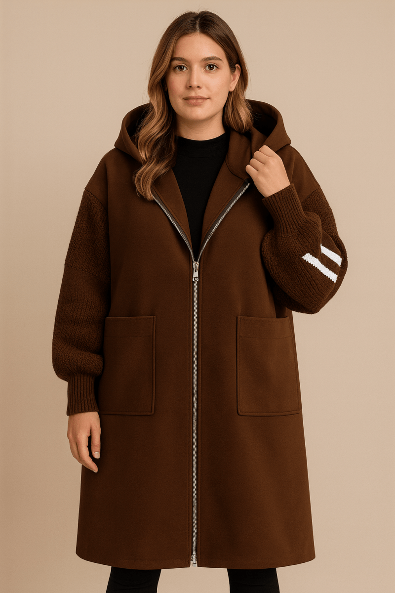 SELENE | Manteau Long en Maille avec Capuche