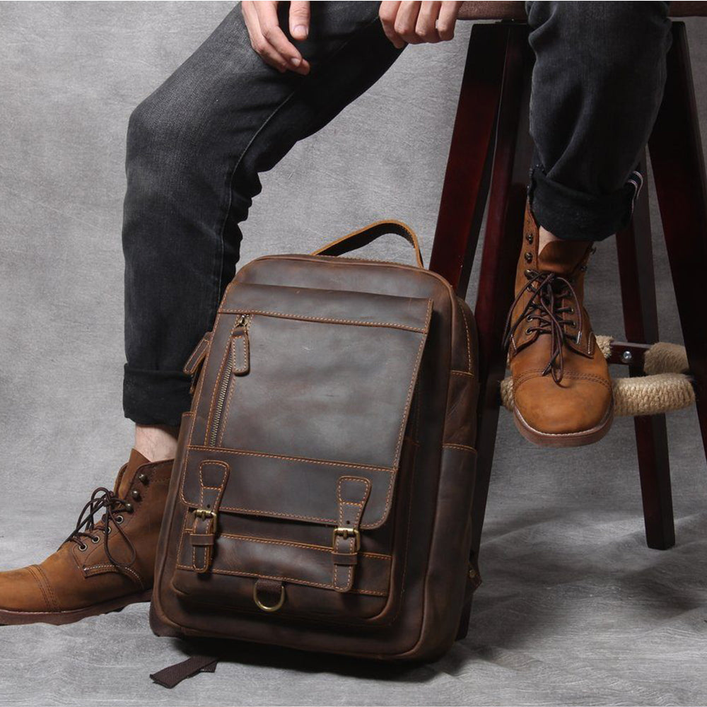 Jason - Sac à dos en cuir tan premium