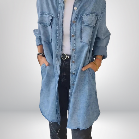 Nikoline® | Veste en Jean à Manches Longues Élégante et Polyvalente avec Col