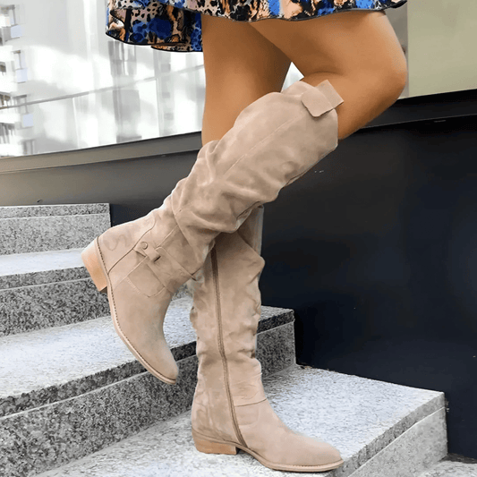 La Maison Élise® | Élégantes Bottes en Suède Longues jusqu'aux Genoux