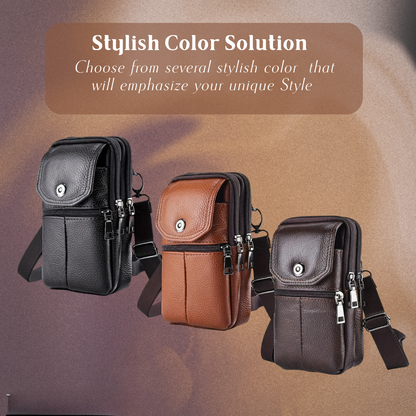 Robert - Sac en Cuir Compact à Bandoulière pour Voyage et Usage Quotidien