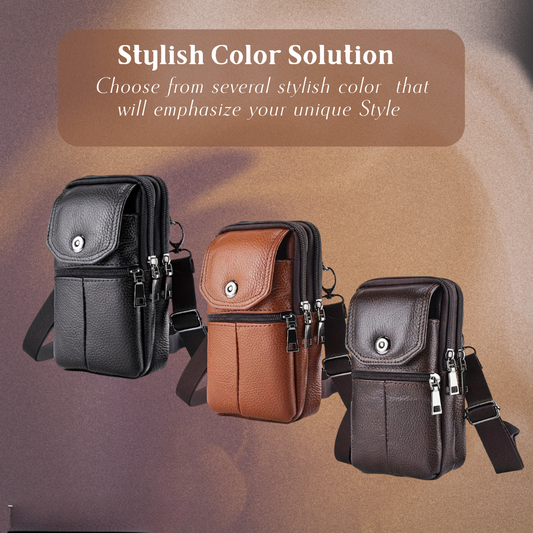 Robert - Sac en Cuir Compact à Bandoulière pour Voyage et Usage Quotidien
