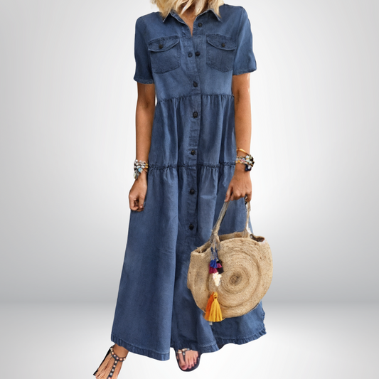 monica® | Robe en Denim Douce avec Boutons