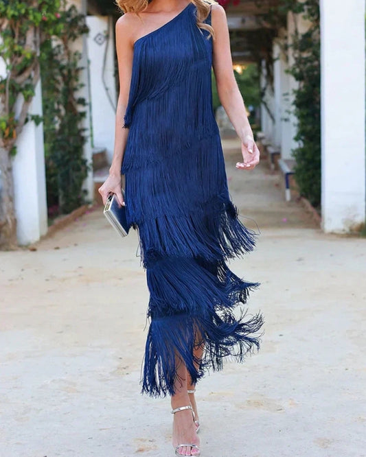 Laura | Robe longue à franges