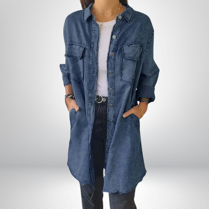 Nikoline® | Veste en Jean à Manches Longues Élégante et Polyvalente avec Col