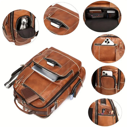 George - Sac à dos en cuir classique pour hommes