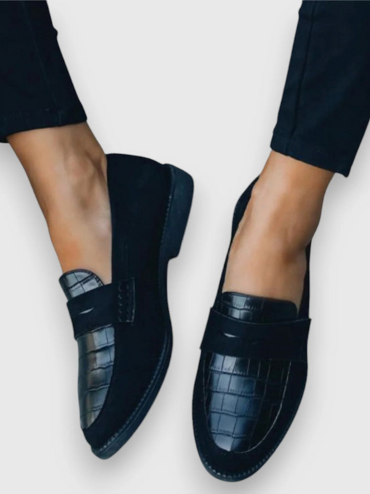 Loafers Orthopédiques en Cuir Croco AVA