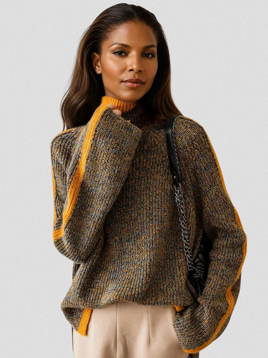 Fern Striped Rolled Collar Pullover