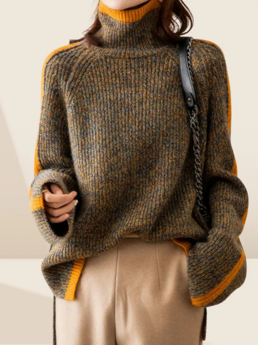 Fern Striped Rolled Collar Pullover