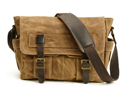 Scott - Sac bandoulière en toile cirée et cuir pour hommes