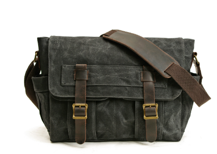 Scott - Sac bandoulière en toile cirée et cuir pour hommes