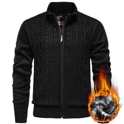 Jean - Cardigan en polaire épaisse, idéal pour l'automne et l'hiver, avec fermeture éclair torsadée, parfait pour un look décontracté et chaleureux.