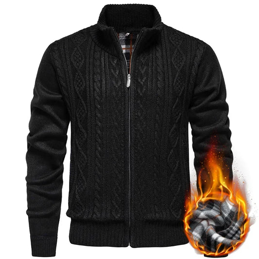 Jean - Cardigan en polaire épaisse, idéal pour l'automne et l'hiver, avec fermeture éclair torsadée, parfait pour un look décontracté et chaleureux.