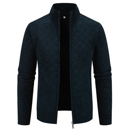 Thierry – Gilet Tricoté à Col Montant, Coupe Cintrée et Style Automnal Décontracté