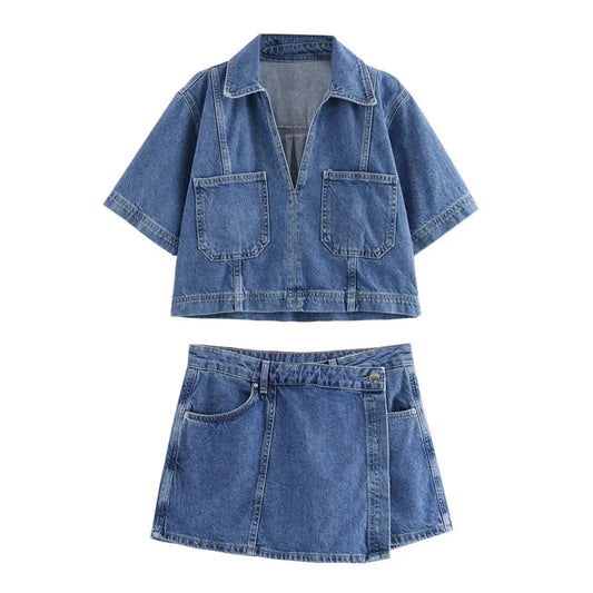 Hellen® | Ensemble en Denim à Col V