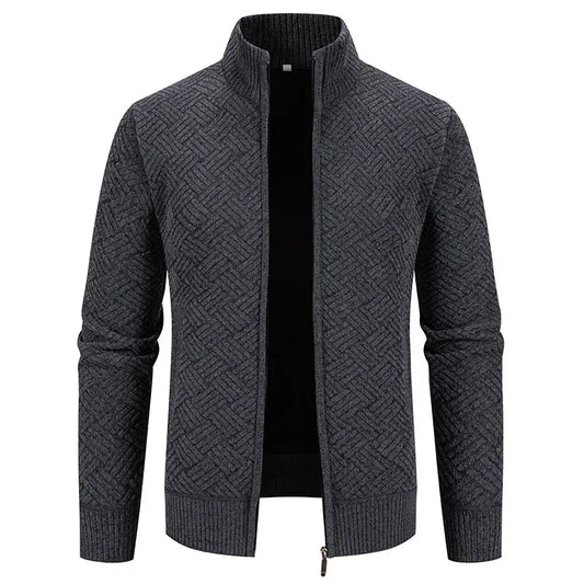Thierry – Gilet Tricoté à Col Montant, Coupe Cintrée et Style Automnal Décontracté