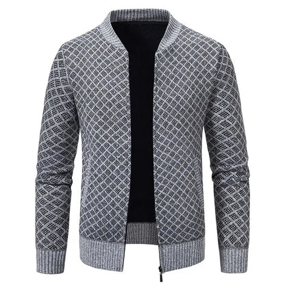 Pull Marcel – Tricot Épais Zippé, Col V Hivernal pour Hommes Mûrs et Élégants