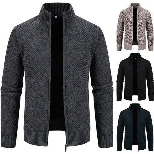 Thierry – Gilet Tricoté à Col Montant, Coupe Cintrée et Style Automnal Décontracté