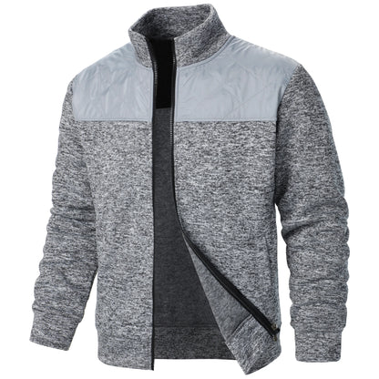 Henri – Manteau Tricoté à Rayures avec Col Montant et Fermeture Éclair