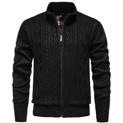 Jean - Cardigan en polaire épaisse, idéal pour l'automne et l'hiver, avec fermeture éclair torsadée, parfait pour un look décontracté et chaleureux.