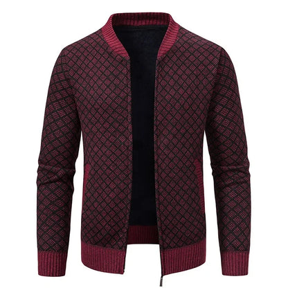 Pull Marcel – Tricot Épais Zippé, Col V Hivernal pour Hommes Mûrs et Élégants