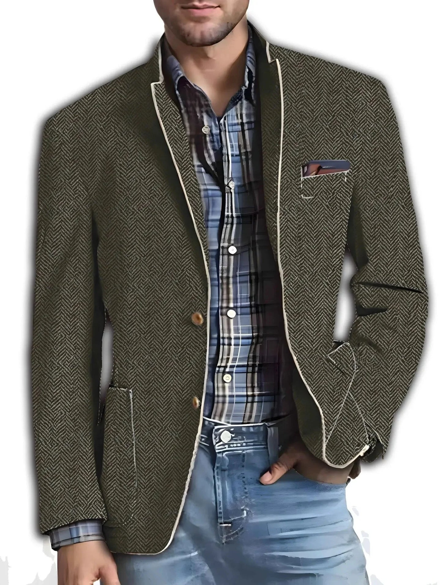 Marc - Élégante Veste de Costume Imprimée pour Homme, Confort et Style Assurés!