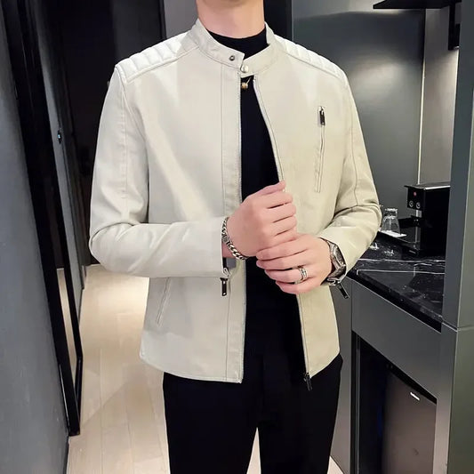Noé | Blouson Similicuir à Col Montant pour Homme