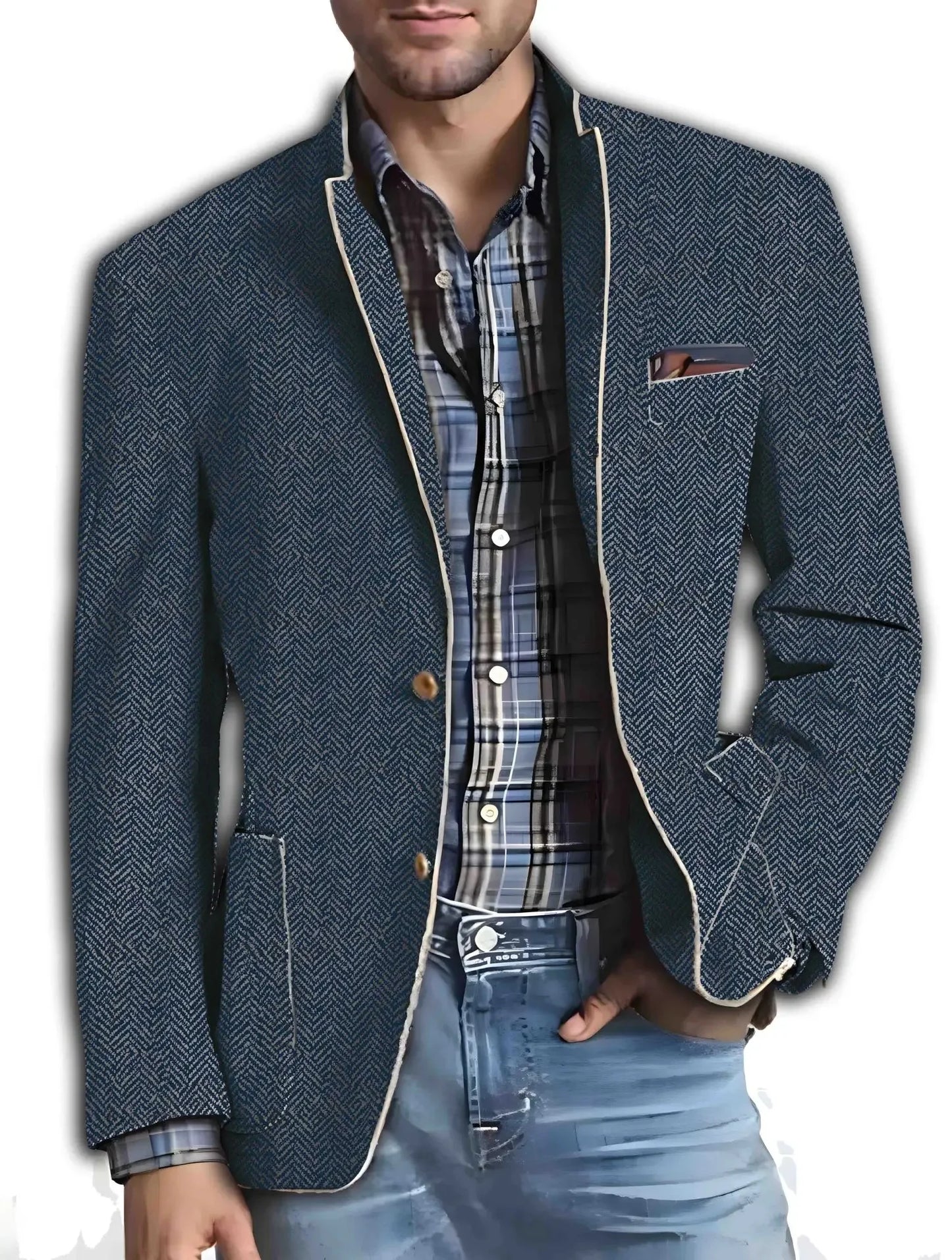 Marc - Élégante Veste de Costume Imprimée pour Homme, Confort et Style Assurés!